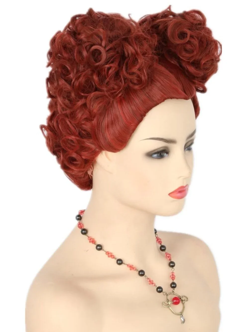 Women's Auburn Short Cosplay Halloween Costume Wig With Necklace Earrings